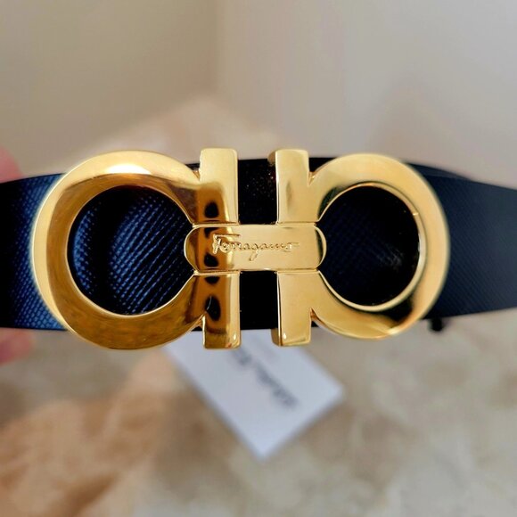 Salvatore Ferragamo “Double Gancini” Saffiano-Leather Belt NWT, Size S (26-28”) - Picture 5 of 8